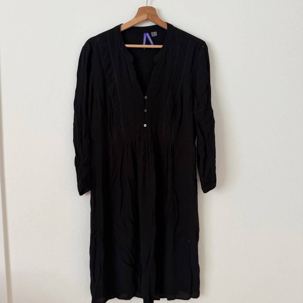 Seraphine Button Front Long Sleeve Dress Size 8 Maternity Mom Minimalist Boho